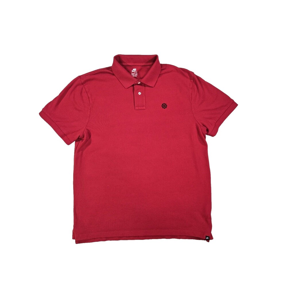 Mens Nike Sportswear Polo Shirt Red XL Embroidered Pinwheel Logo Casual